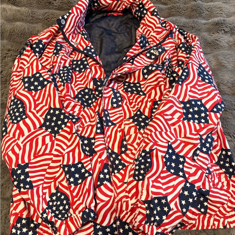 Supreme Raglan Court Jacket Flags S20 Week 7 used usa America street